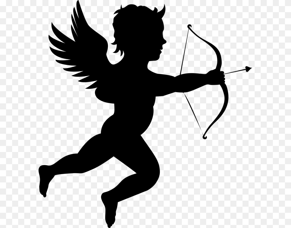 Cupid Silhouette Computer Icons Love Stencil, Gray Png