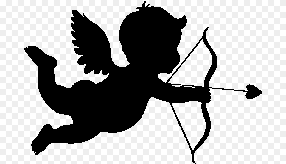 Cupid Silhouette Drawing, Gray Free Transparent Png