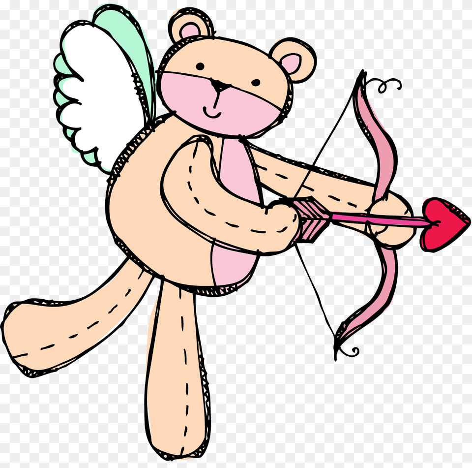 Cupid With Arrow Val Bear Valentines, Baby, Person, Cartoon, Face Free Png