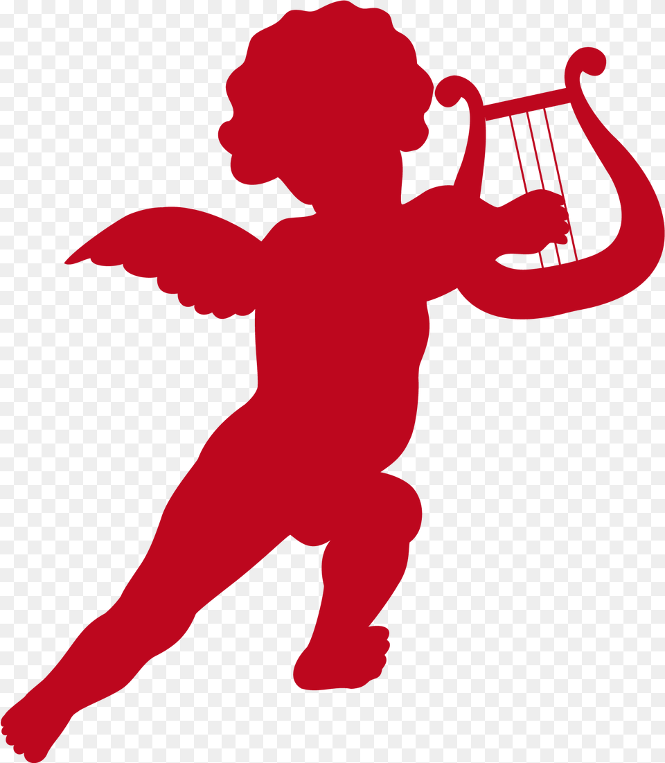 Cupid With Harp Transparent Clip Art Cupid, Baby, Person, Musical Instrument Png Image