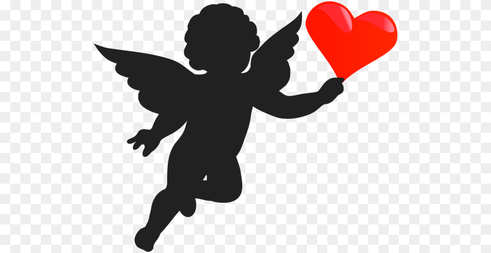 Cupid With Heart Silhouette Clip Art Gallery, Person Png Image
