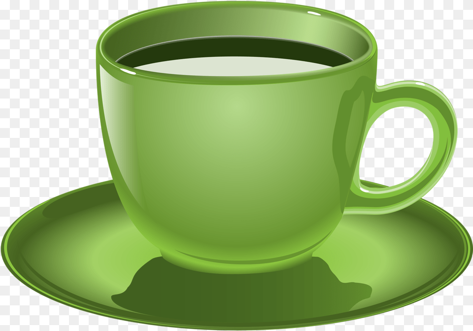 Cups Clipart Kids Cup Green Cup Of Coffee, Saucer, Beverage, Plate Free Png Download