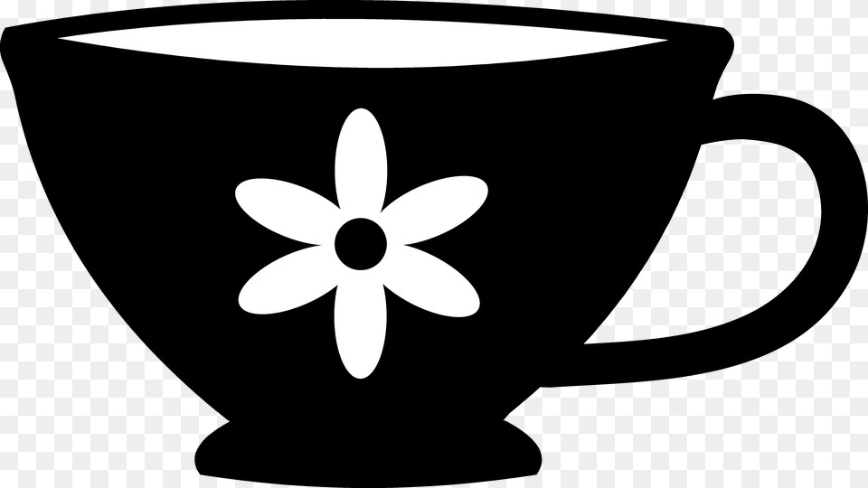 Cups Clipart Silhouette Tea Cup Silhouette Clip Art, Beverage, Coffee, Coffee Cup, Flower Png Image