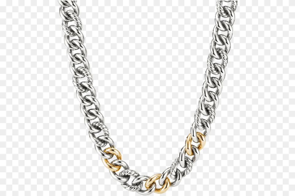 Curb Chain Necklace With 14k Yellow Gold 19 Silver Curb Necklace, Accessories, Jewelry Free Png