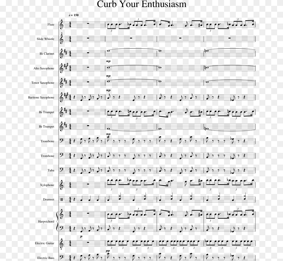 Curb Your Enthusiasm Sheet Music Trombone, Gray Png