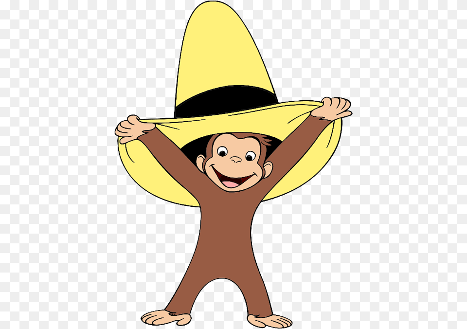 Curious George Balloons Yellow Hat Curious George Cartoon, Clothing, Baby, Person, Face Free Png