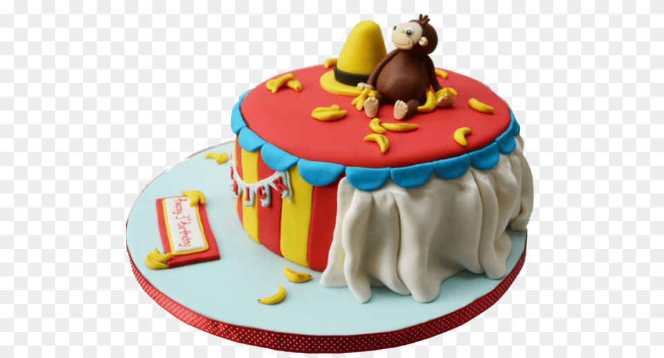 Curious George Book Sugar Cake, Birthday Cake, Cream, Dessert, Food Png Image