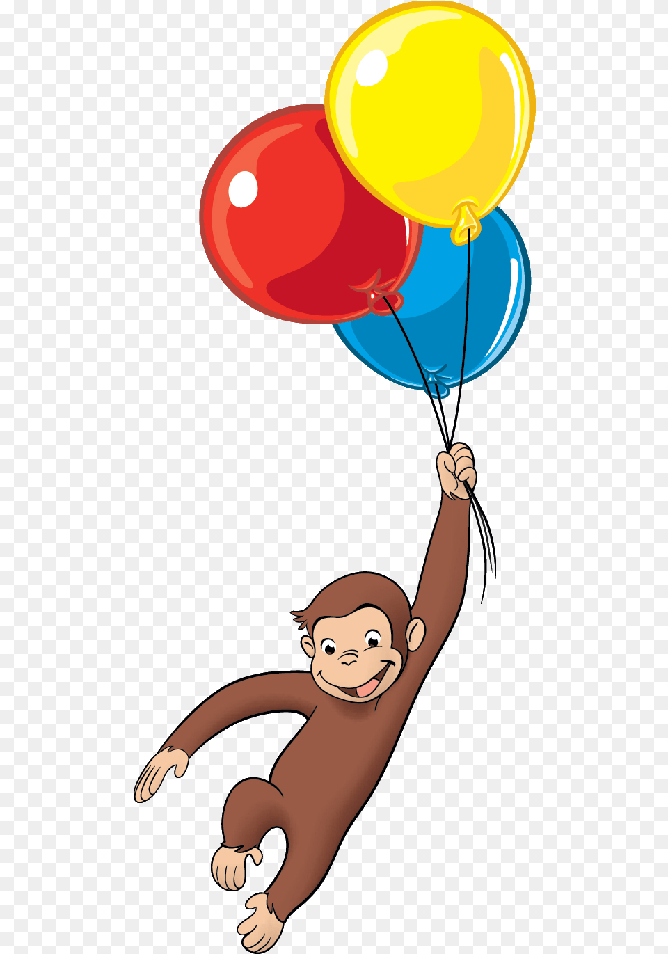 Curious George Curious George With Balloons Clipart, Balloon, Baby, Person, Face Free Png