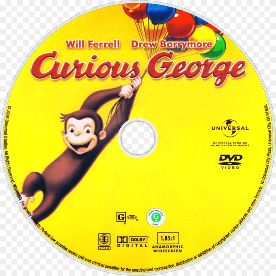 Curious George Dvd Disc Curious George Full Screen Dvd, Disk, Baby, Person, Face Png
