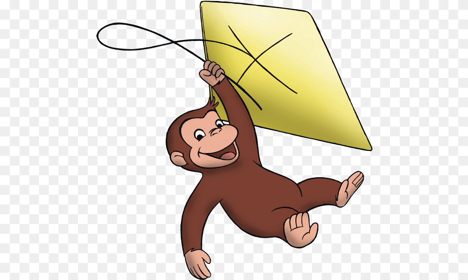 Curious George Flying A Kite Curious George And Kite, Person, Cartoon, Face, Head Png