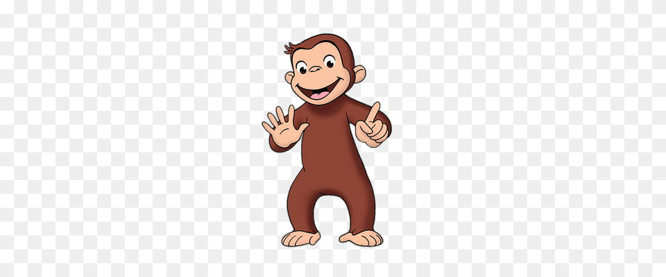 Curious George Holding Binoculars Transparent, Cartoon, Baby, Person, Face Png Image