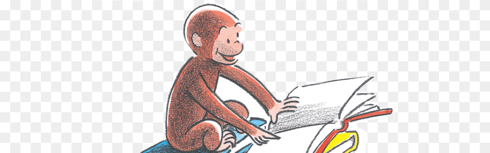 Curious George Reading A Book, Person, Publication, Baby, Comics Png