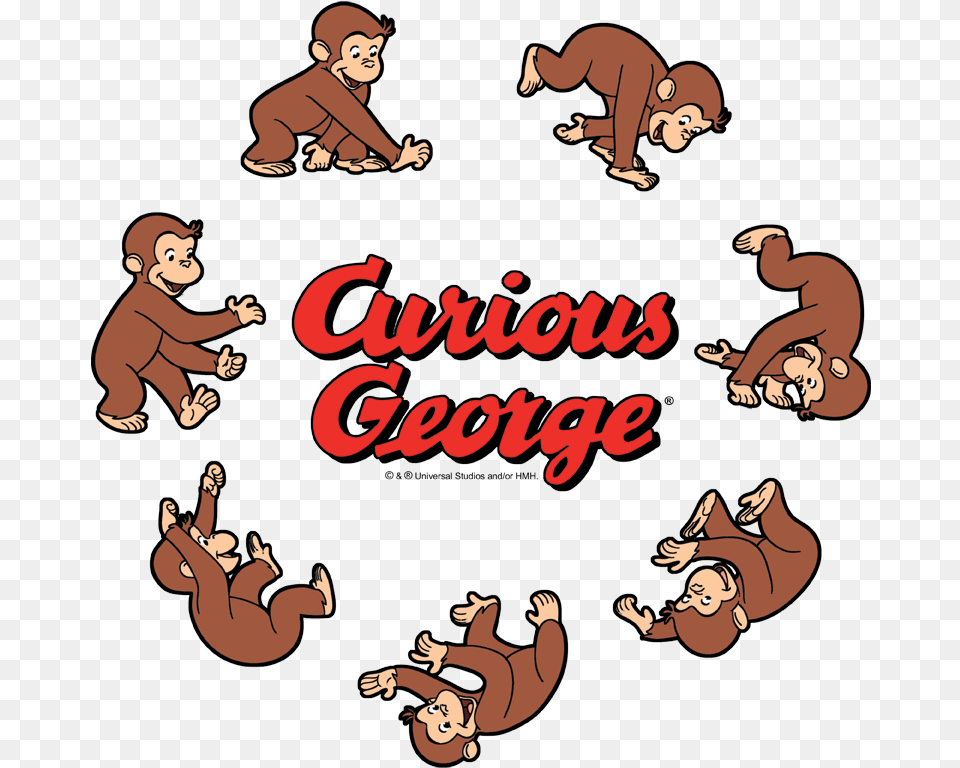 Curious George Rolling Fun Der Juniors T Shirt Curious Georgerolling Fun Der Junior Sheer, Baby, Person, Face, Head Png Image