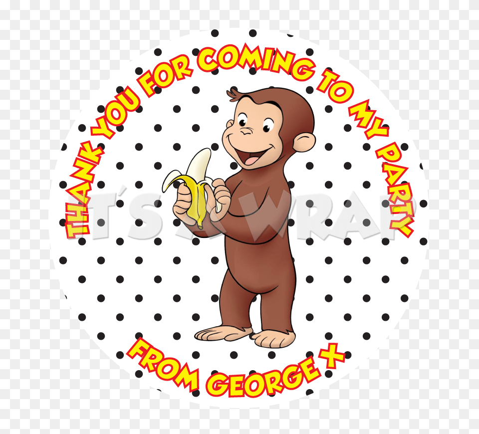 Curious George Sweet Cone Stickers Partywraps, Banana, Food, Fruit, Plant Png