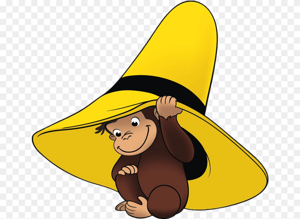 Curious George Underneath The Yellow Hat Curious George With Yellow Hat, Clothing, Person, Head, Face Png
