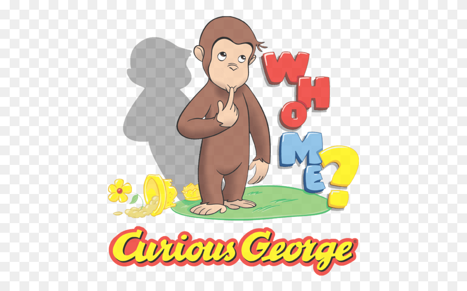 Curious George Who Me Mens Slim Fit T Shirt Sons Of Gotham, Baby, Person, Face, Head Png Image