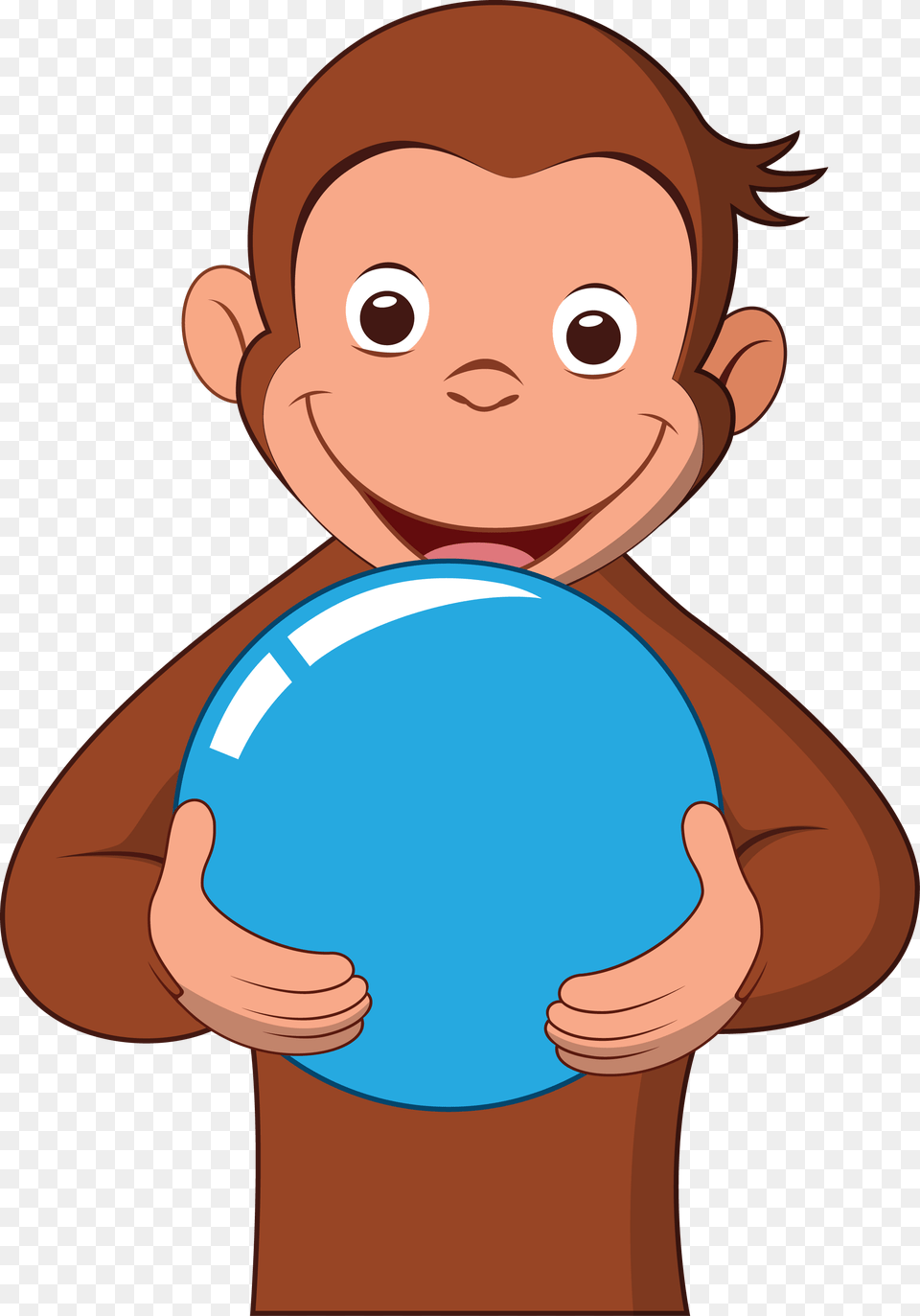 Curious George With A Blue Ball, Photography, Baby, Face, Head Free Png Download