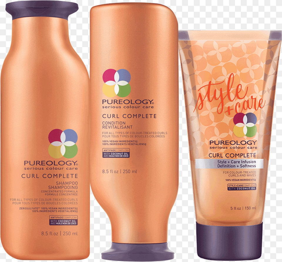 Curl Control Product Set Pureology Curl Complete Shampoo And Conditioner, Bottle, Lotion, Cosmetics, Sunscreen Free Png Download