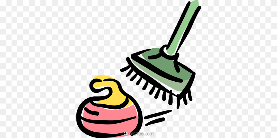 Curling Rock And Broom Royalty Free Vector Clip Art Illustration, Brush, Device, Tool, Cleaning Png Image