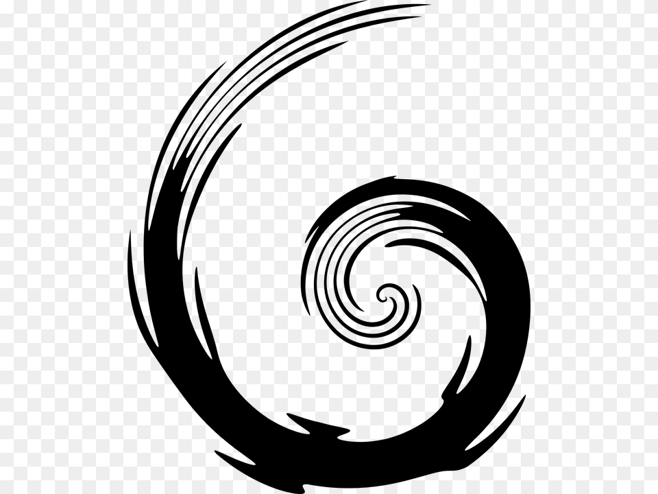 Curly Flourish Spiral Swirl Circle Swirls Clipart, Gray Free Png