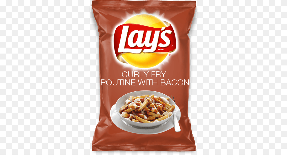 Curly Fry Poutine With Bacon Comida Bebida Bebidas Lays Crab Chips, Food, Snack, Fries Free Transparent Png