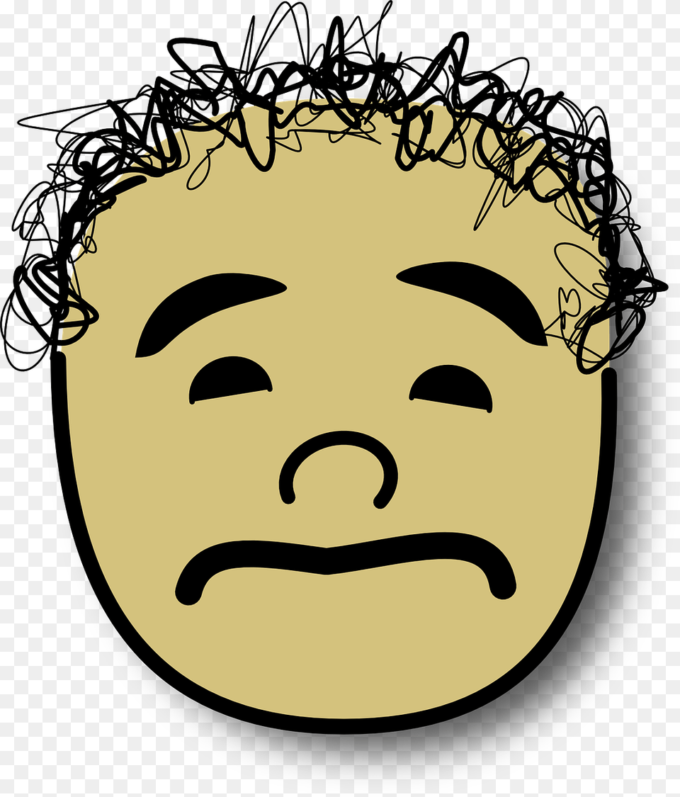 Curly Hair Frustrated Face Emoji, Head, Person, Baby Png