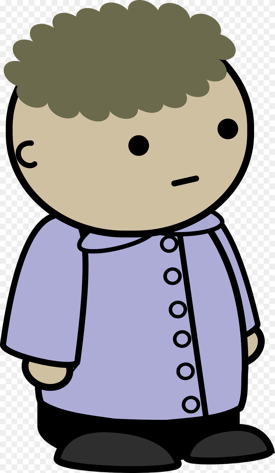 Curly Haired Boy In A Blue Buttondown No Expression To The Side Clipart, Baby, Person, Book, Comics Free Png