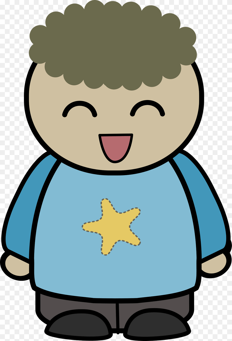 Curly Haired Boy In A Blue Shirt Joyful Face Front Clipart, Head, Person, Baby Png