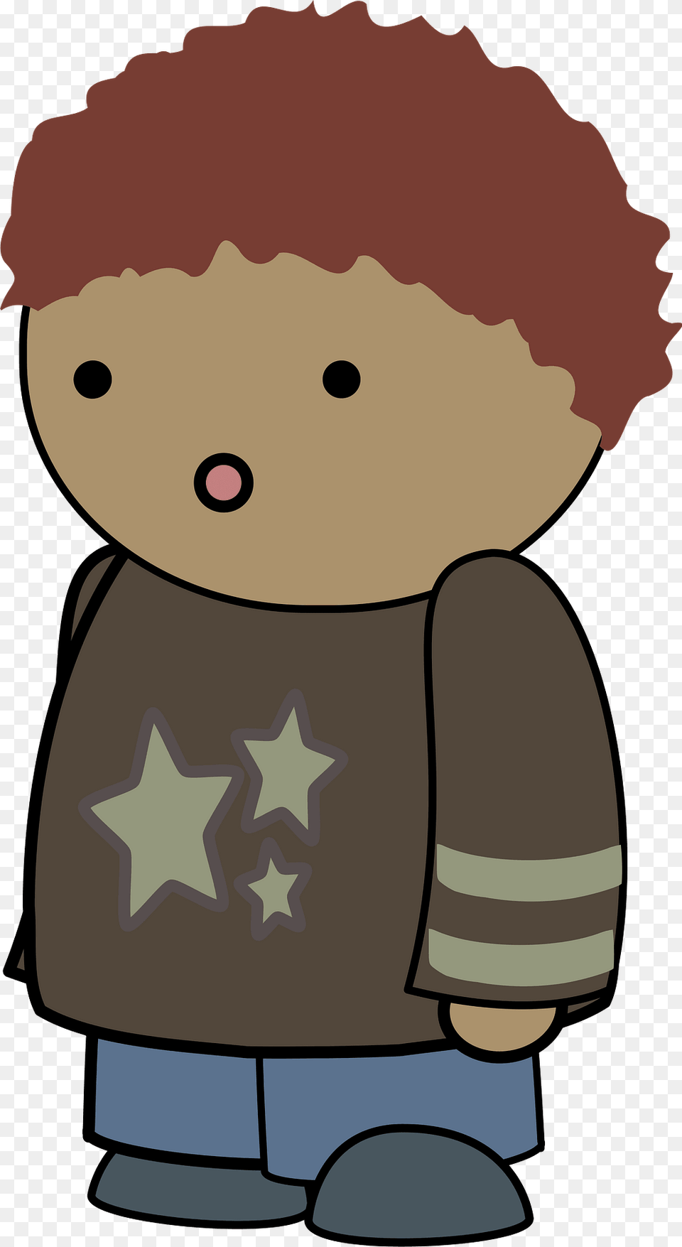 Curly Haired Boy In A Gray Shirt Surprised Face Clipart, Ammunition, Grenade, Weapon Png Image