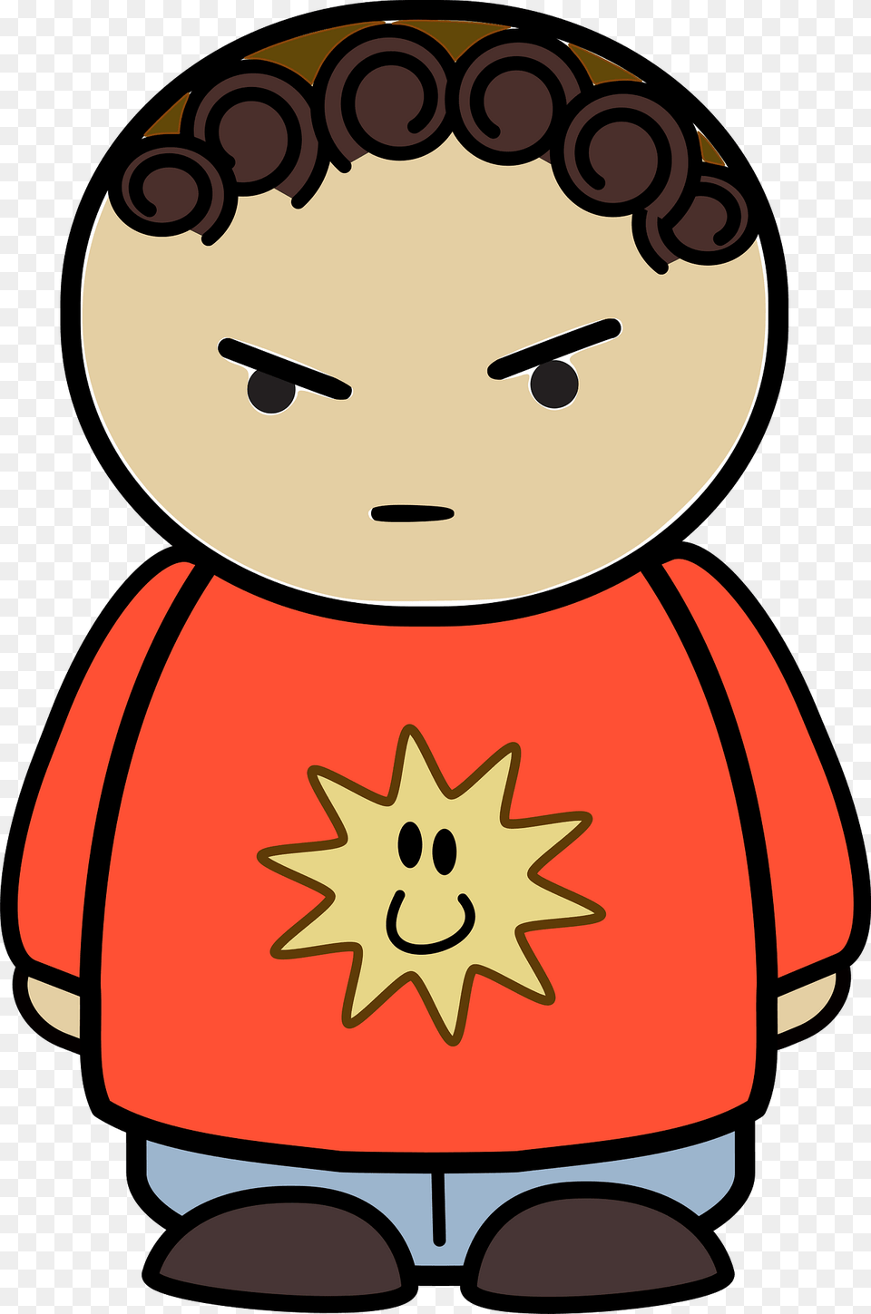 Curly Haired Boy In A Orange Shirt Annoyed Face Front Clipart, Dynamite, Weapon, Symbol Free Transparent Png