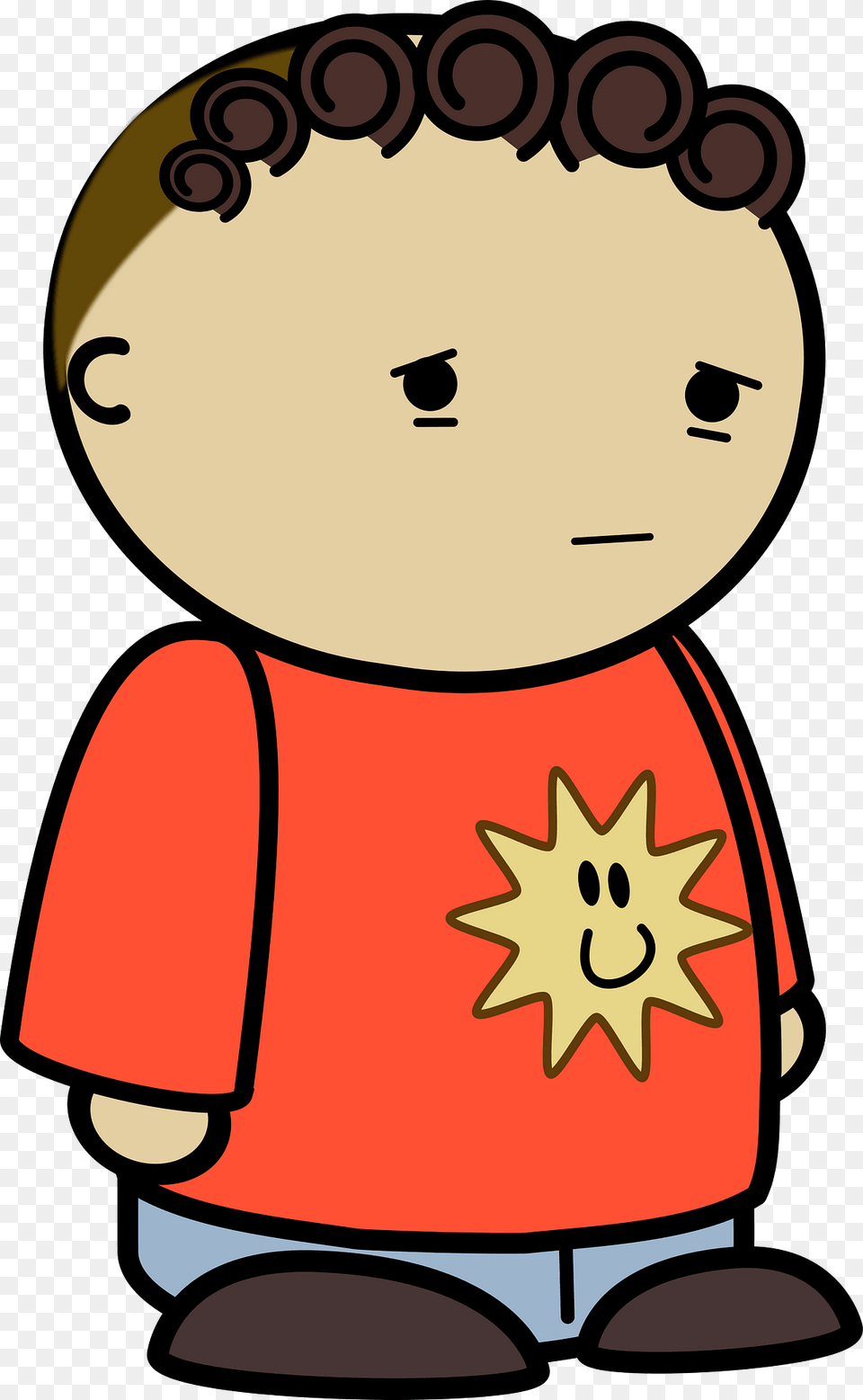 Curly Haired Boy In A Orange Shirt Sad Face To The Side Clipart Free Png Download