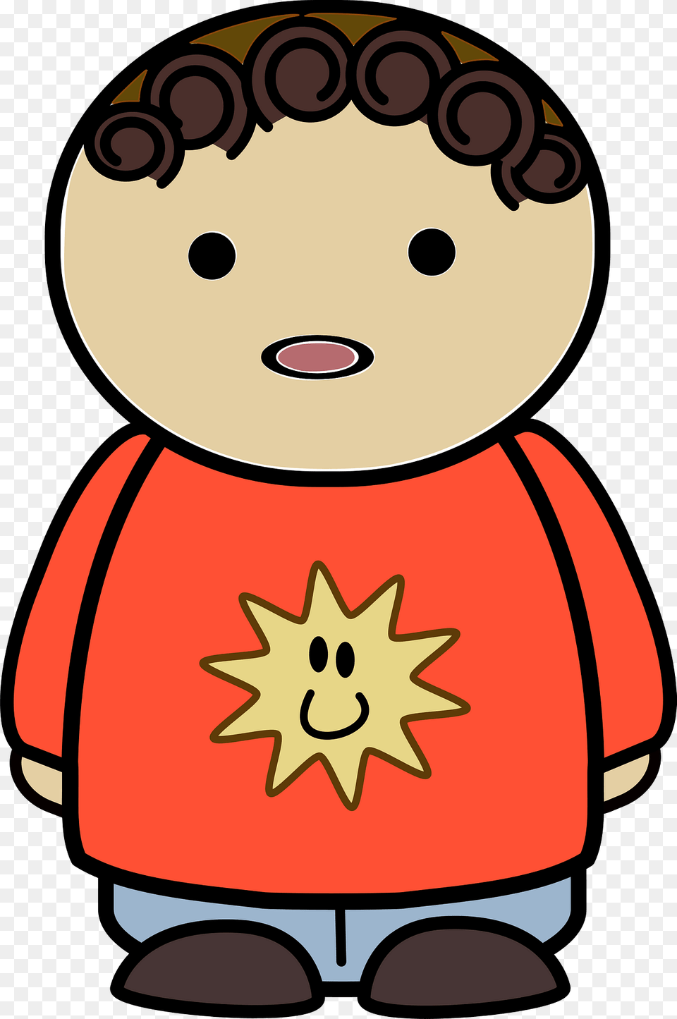 Curly Haired Boy In A Orange Shirt Suprised Face Front Clipart, Dynamite, Weapon Png