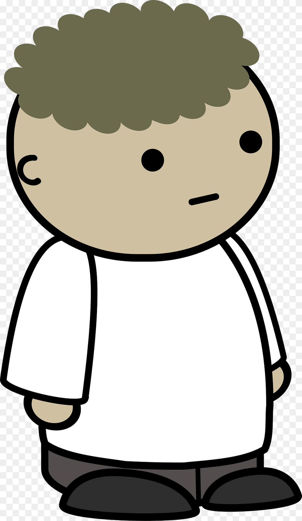 Curly Haired Boy In A White Shirt No Expession To The Side Clipart, Toy Free Png Download