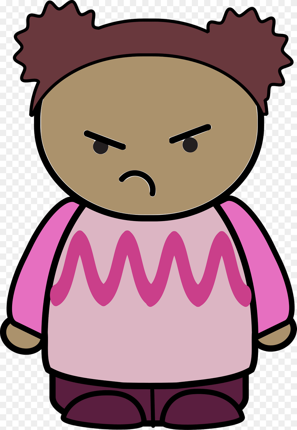 Curly Haired Girl In A Pink Shirt Angry Face Front Clipart, Toy, Ammunition, Grenade, Weapon Free Transparent Png