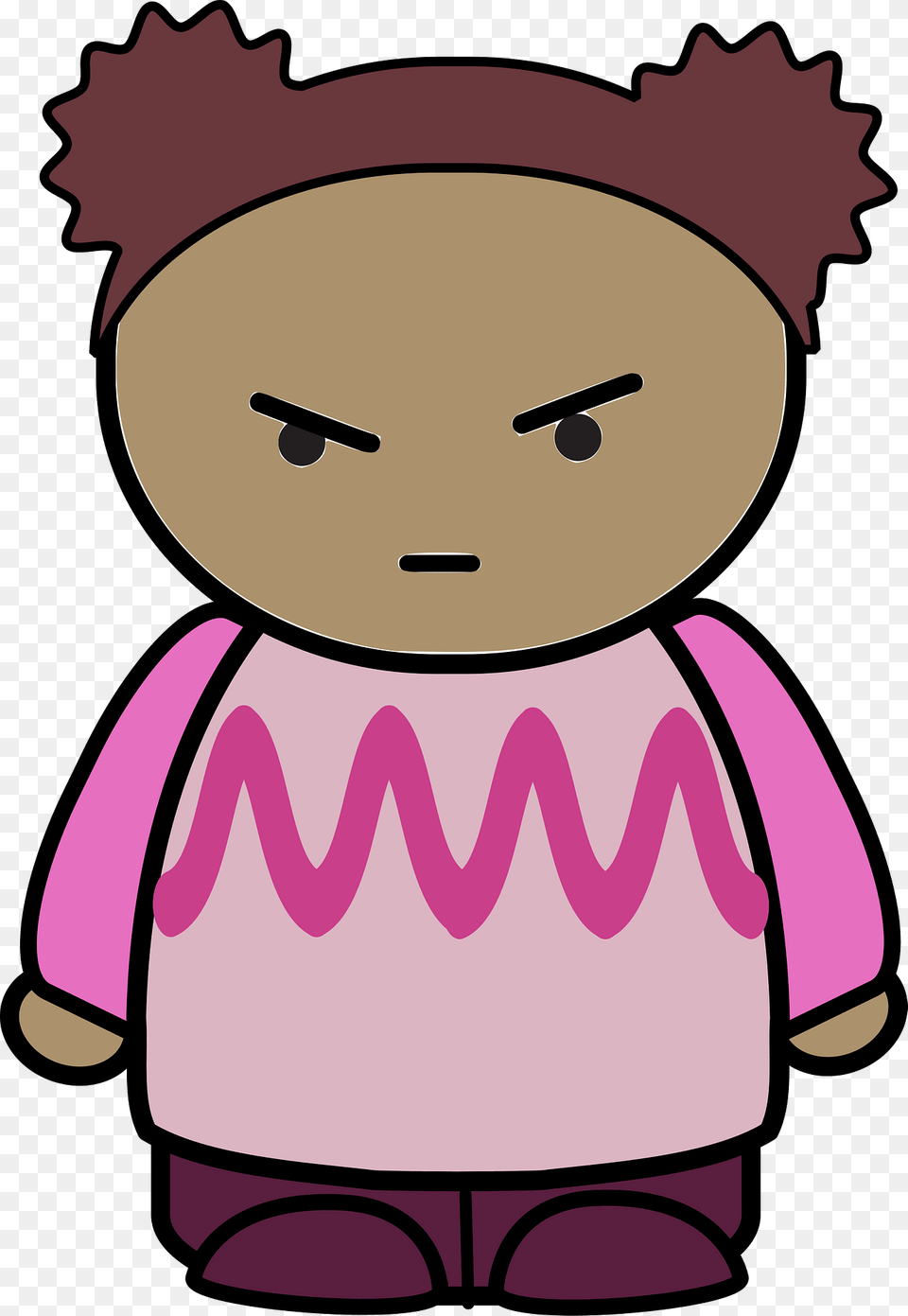 Curly Haired Girl In A Pink Shirt Annoyed Face Front Clipart, Toy, Doll, Ammunition, Grenade Free Png