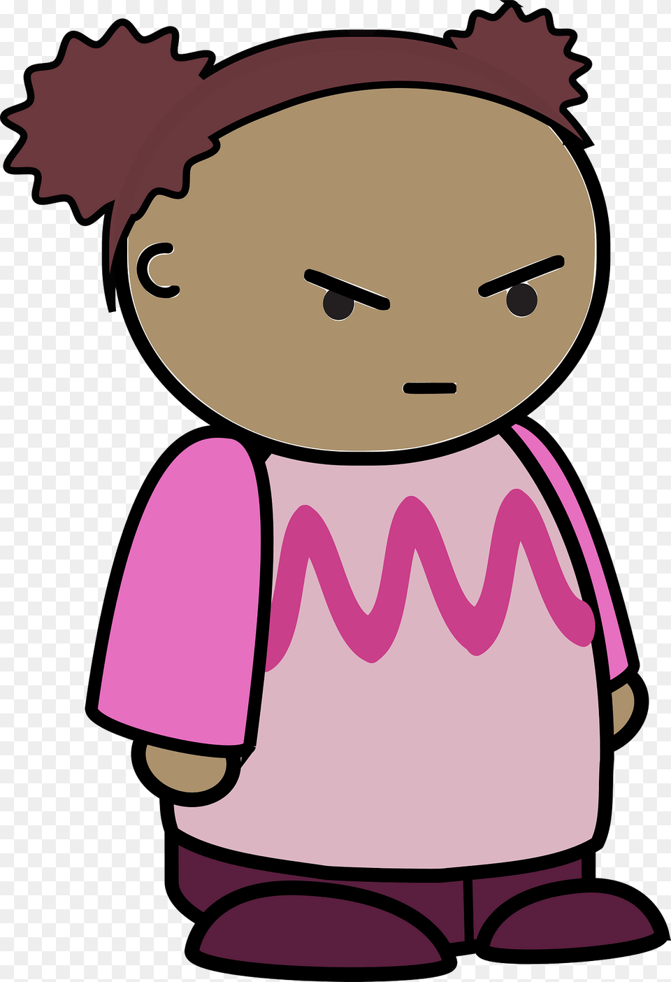 Curly Haired Girl In A Pink Shirt Annoyed Face To The Side Clipart, Toy, Doll, Cartoon, Baby Png Image