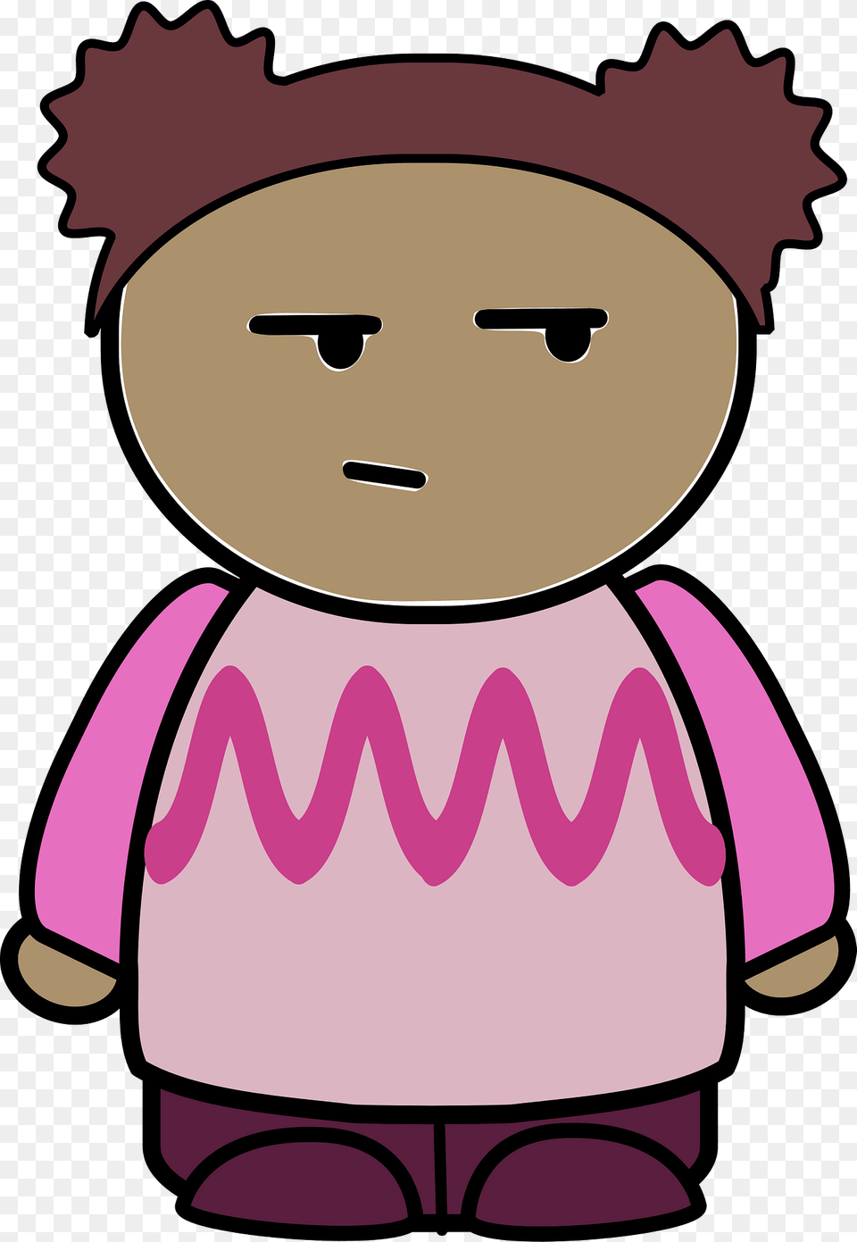 Curly Haired Girl In A Pink Shirt Confused Face Front Clipart, Toy, Head, Person, Ammunition Png
