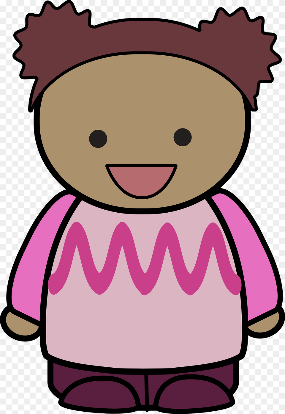 Curly Haired Girl In A Pink Shirt Happy Face Front Clipart, Toy, Ammunition, Grenade, Weapon Free Png