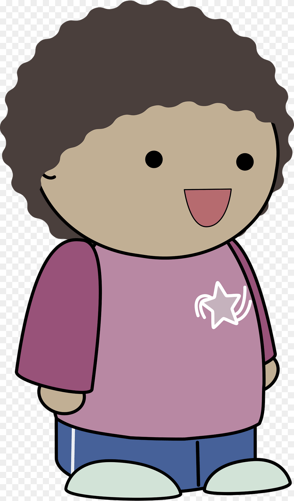 Curly Haired Girl In A Pink Shirt Joyfull Face Clipart, Cartoon, Head, Person Free Png Download