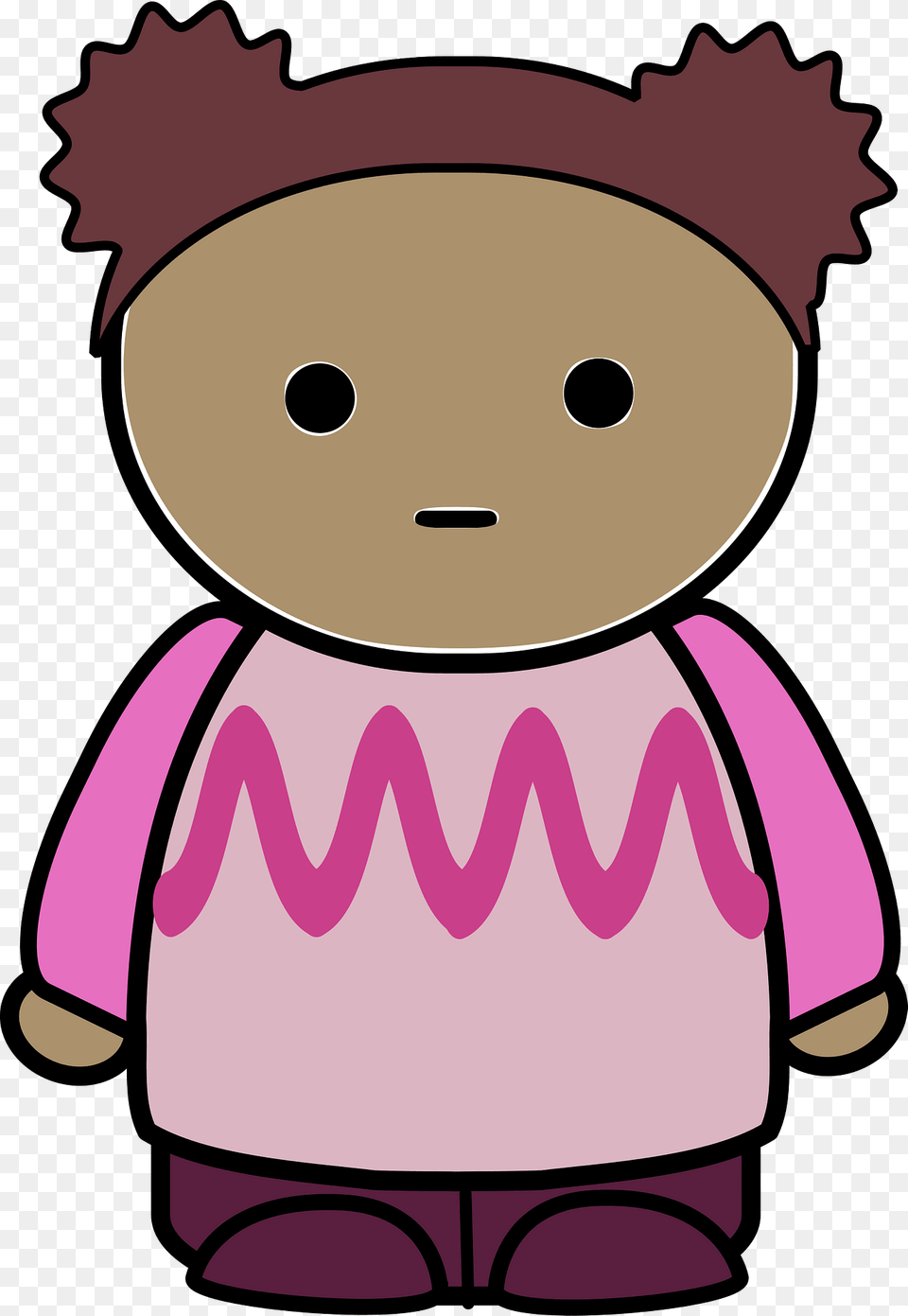 Curly Haired Girl In A Pink Shirt No Expession Front Clipart, Toy, Ammunition, Grenade, Weapon Png