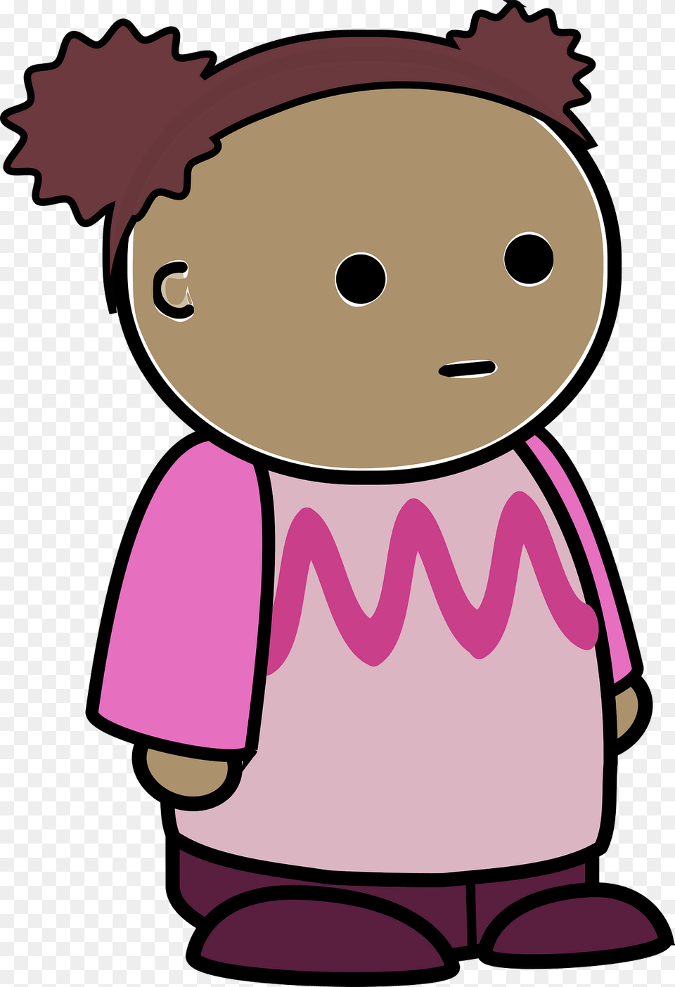 Curly Haired Girl In A Pink Shirt No Expression To The Side Clipart, Toy, Doll, Baby, Person Png