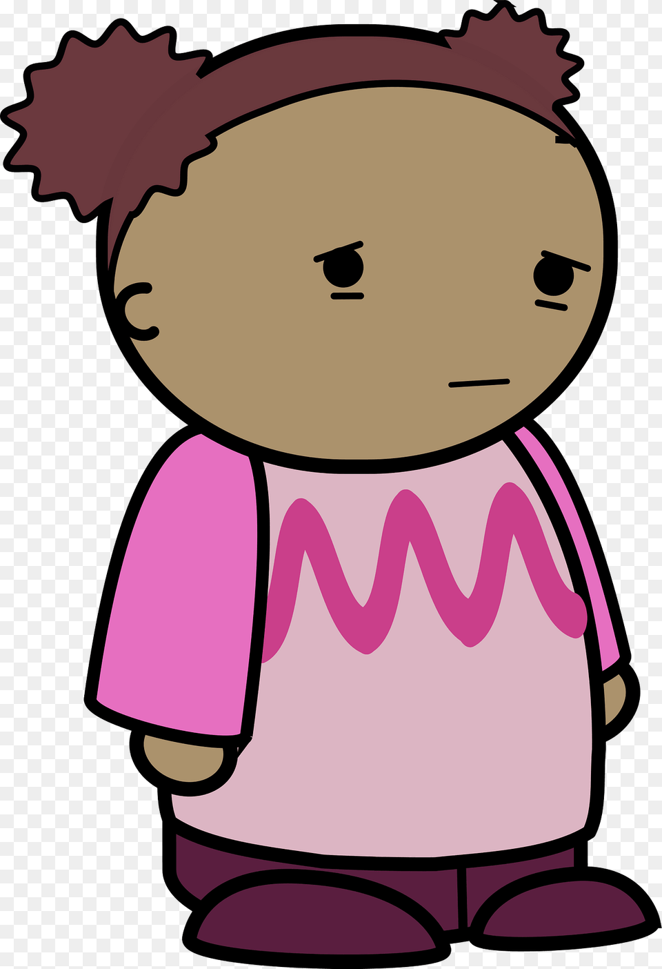 Curly Haired Girl In A Pink Shirt Sad Face To The Side Clipart, Toy, Doll, Smoke Pipe Png
