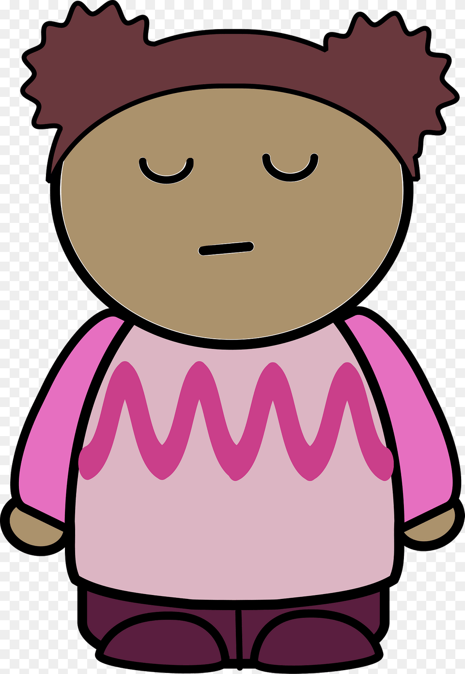 Curly Haired Girl In A Pink Shirt Smug Expression Front Clipart, Toy, Face, Head, Person Free Png Download