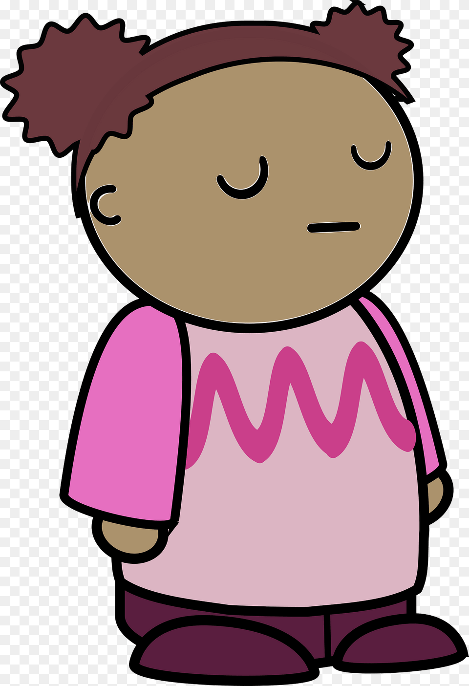 Curly Haired Girl In A Pink Shirt Smug Face To The Side Clipart, Head, Person, Baby, Toy Png Image
