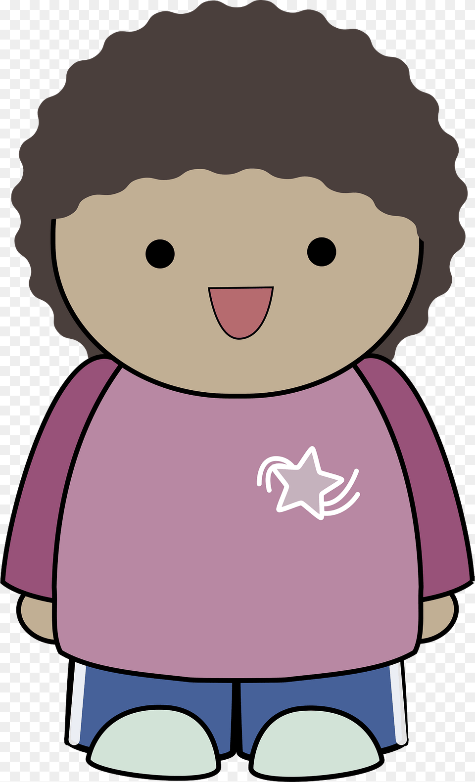 Curly Haired Girl In A Pink Shirt Standing With Joyfull Face Clipart, Baby, Person, Cartoon, Head Png