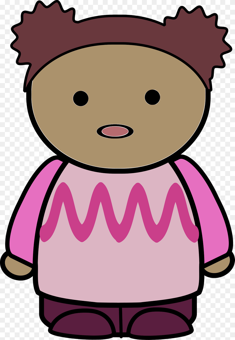 Curly Haired Girl In A Pink Shirt Surprised Face Front Clipart, Toy, Ammunition, Doll, Grenade Free Png Download