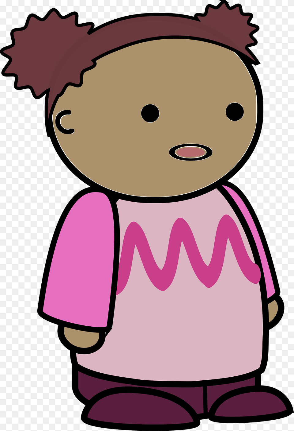 Curly Haired Girl In A Pink Shirt Surprised Face To The Side Clipart, Toy, Doll, Baby, Person Free Transparent Png