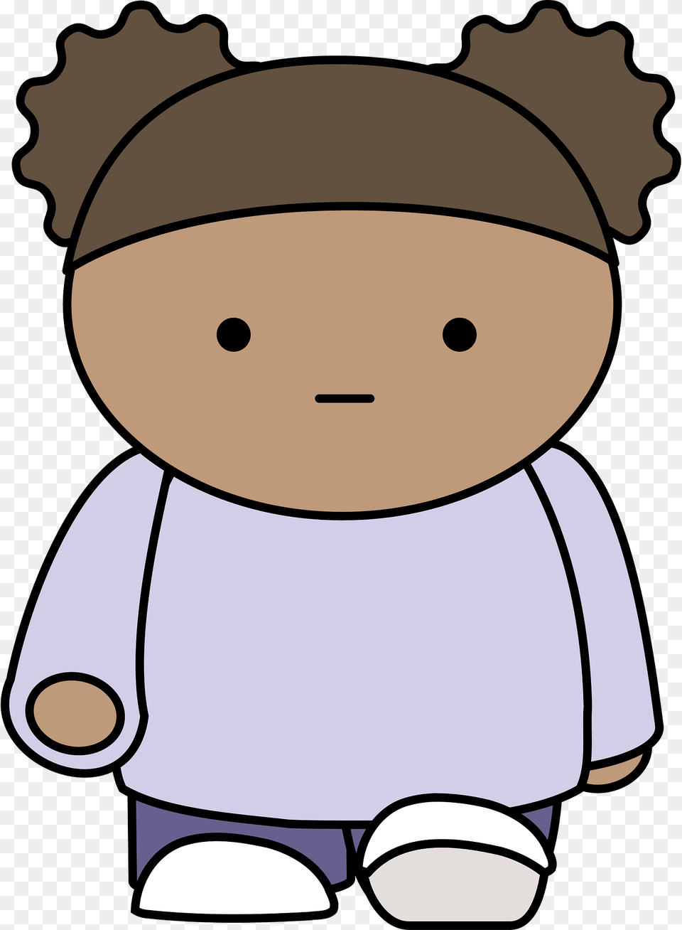 Curly Haired Girl In A Purple Shirt Walking Clipart, Toy, Doll, Baby, Person Png
