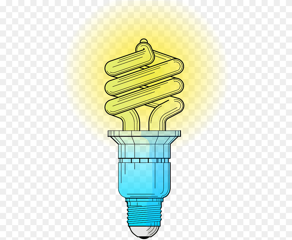 Curly Light Bulb Lit Up Clipart Transparent Fluorescent Light Bulbs Clipart, Lightbulb Free Png