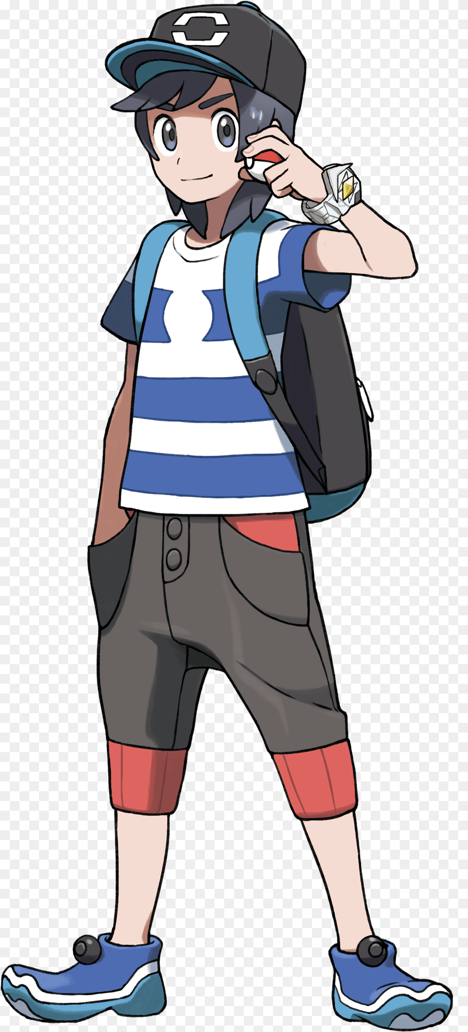Current Pokemon Sun And Moon Male Trainer, Shorts, Clothing, Person, Book Free Png